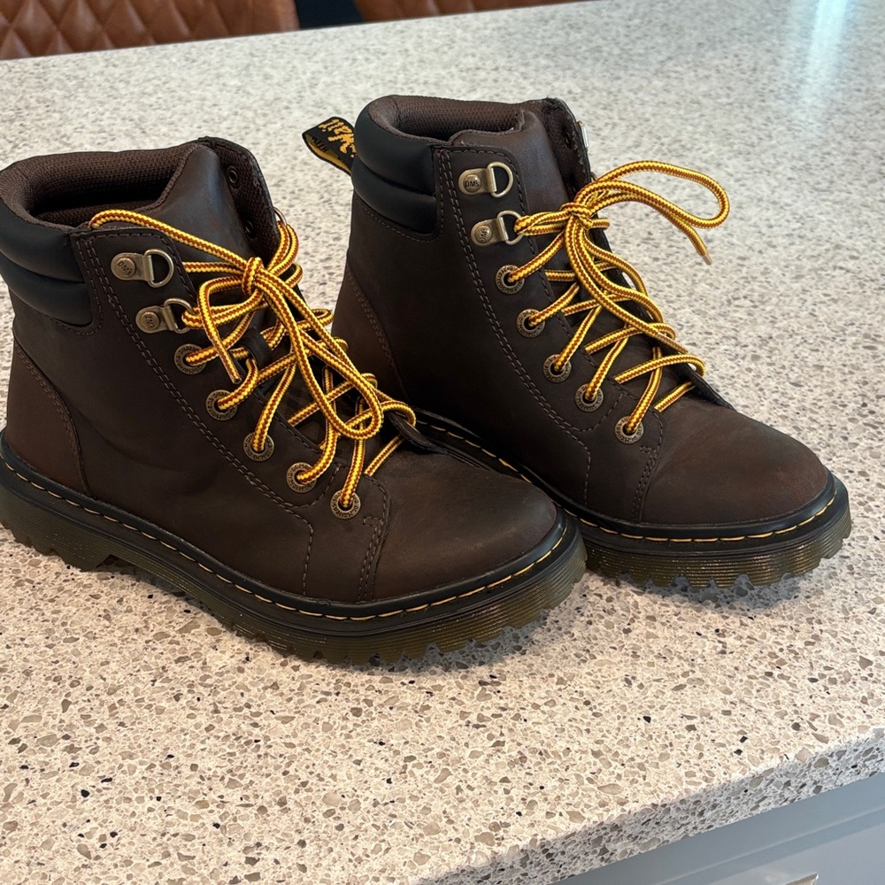 Dr. Martens Brown Boots with Yellow Accents new without tags